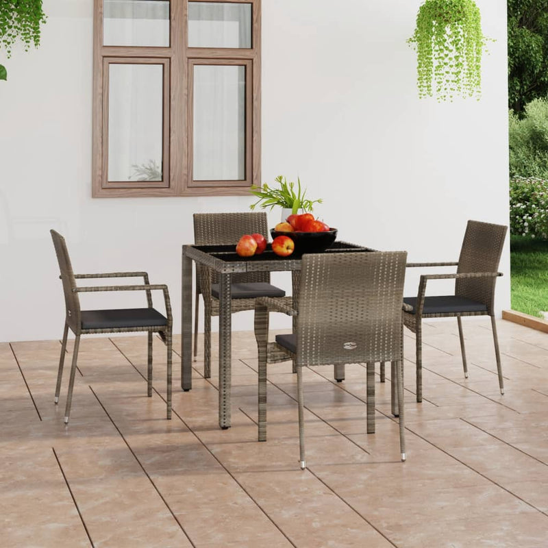 Garden Chairs with Cushions 4 pcs Poly Rattan Grey