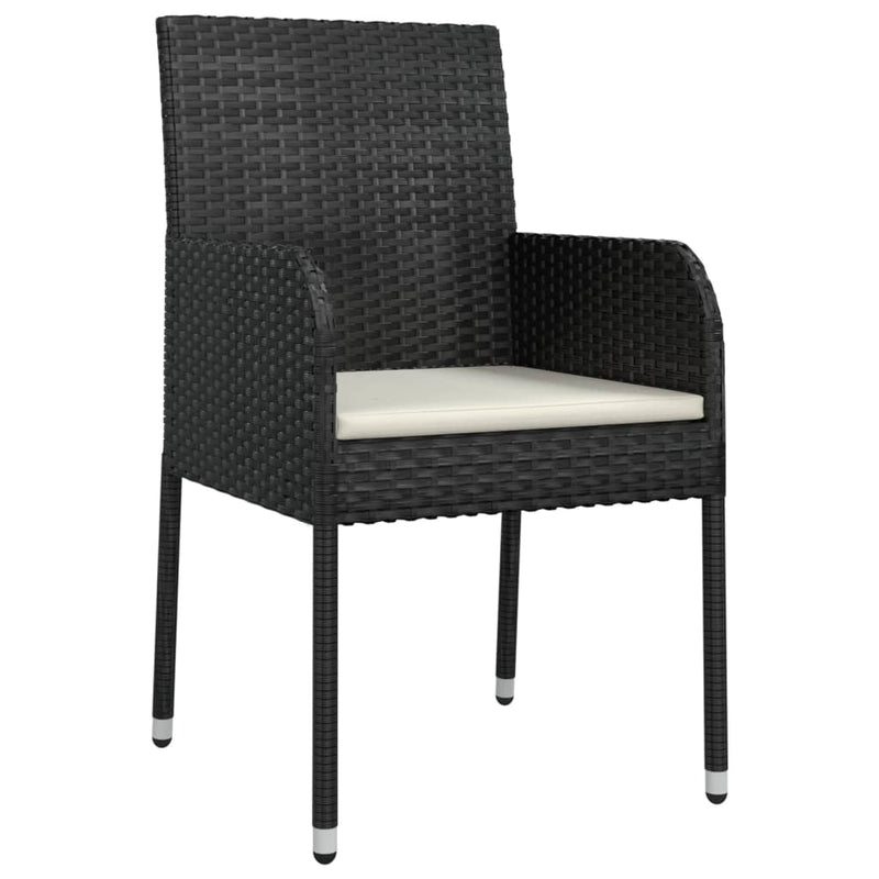 Garden Chairs with Cushions 2 pcs Poly Rattan Black