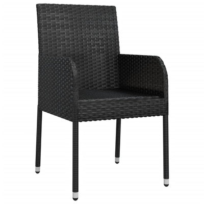 Garden Chairs with Cushions 2 pcs Poly Rattan Black