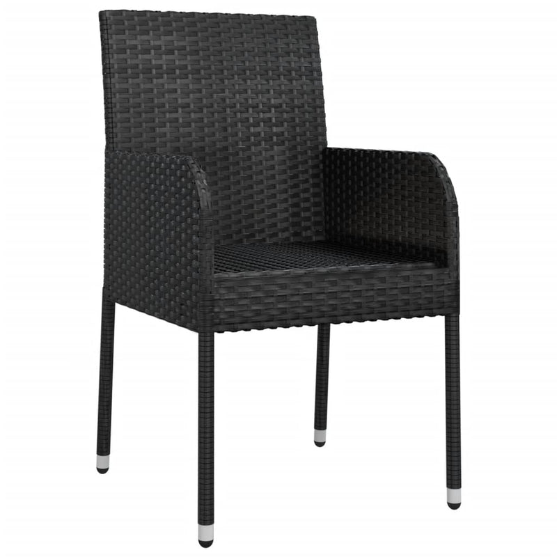 Garden Chairs with Cushions 2 pcs Poly Rattan Black