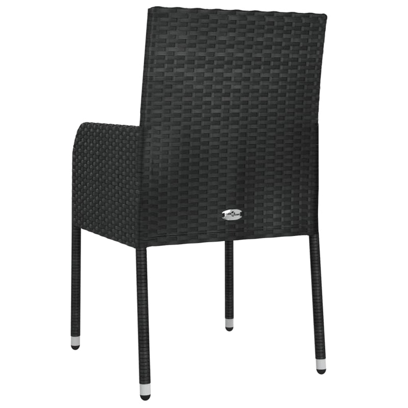 Garden Chairs with Cushions 2 pcs Poly Rattan Black