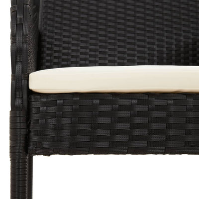 Garden Chairs with Cushions 2 pcs Poly Rattan Black