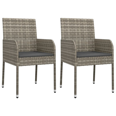 Garden Chairs with Cushions 2 pcs Poly Rattan Grey