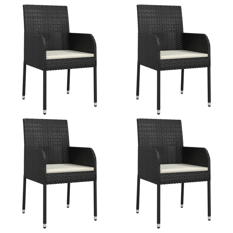 Garden Chairs with Cushions 4 pcs Poly Rattan Black