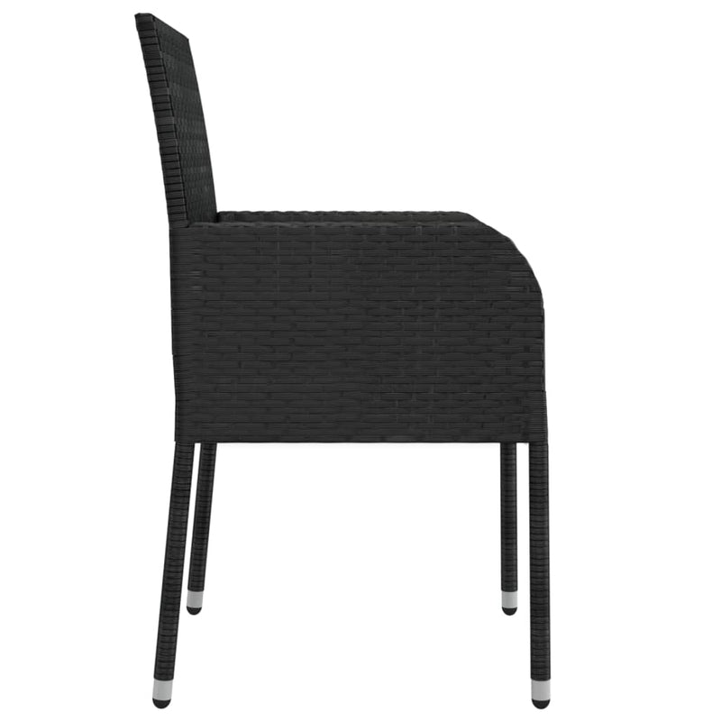 Garden Chairs with Cushions 4 pcs Poly Rattan Black