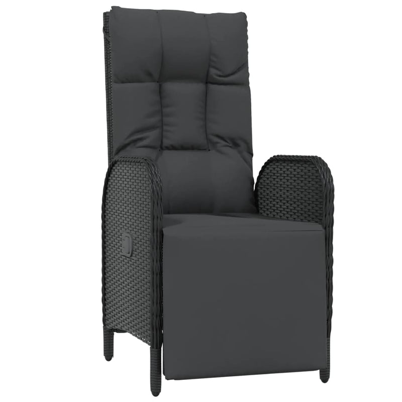 Outdoor Reclining Chairs with Cushions 2 pcs Poly Rattan Black