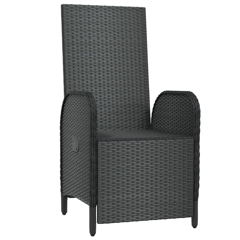 Outdoor Reclining Chairs with Cushions 2 pcs Poly Rattan Black