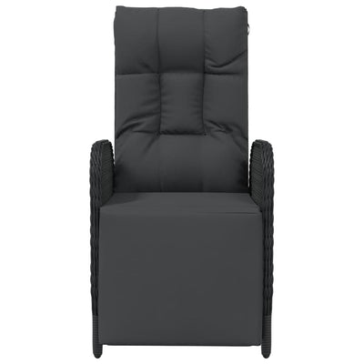 Outdoor Reclining Chairs with Cushions 2 pcs Poly Rattan Black