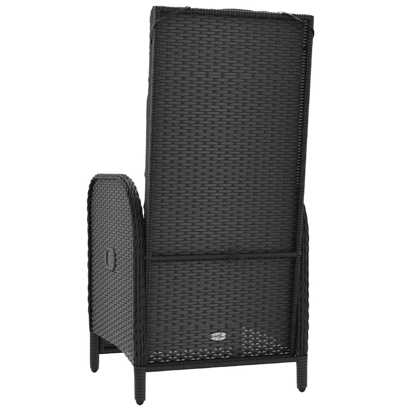 Outdoor Reclining Chairs with Cushions 2 pcs Poly Rattan Black