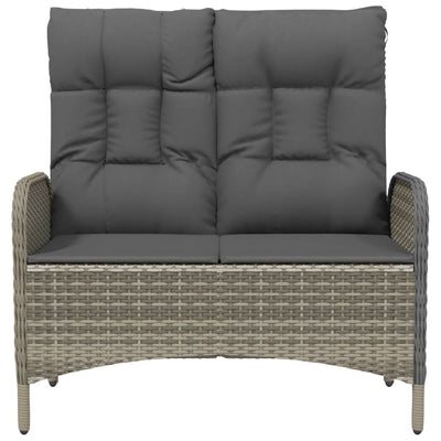 Reclining Garden Bench with Cushions 107 cm Poly Rattan Grey