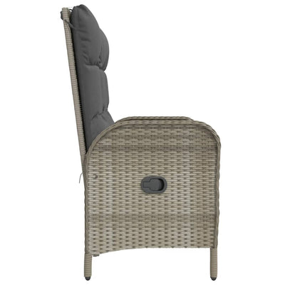 Reclining Garden Bench with Cushions 107 cm Poly Rattan Grey