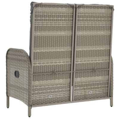 Reclining Garden Bench with Cushions 107 cm Poly Rattan Grey