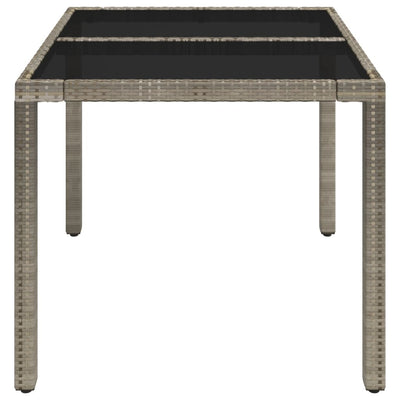 Garden Table with Glass Top Grey 90x90x75 cm Poly Rattan