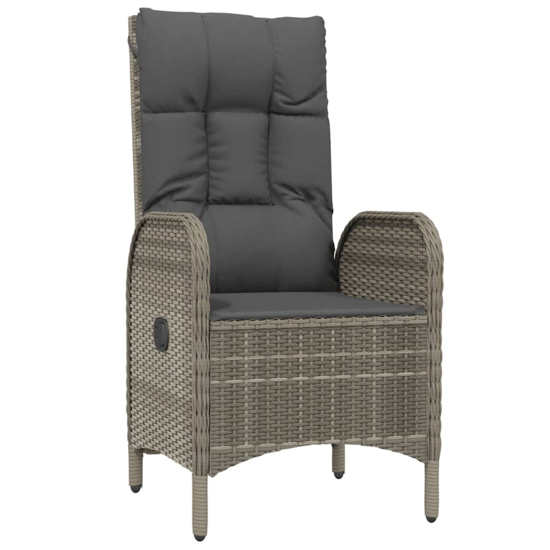 3 Piece Garden Lounge Set with Cushions Grey Poly Rattan