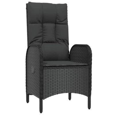 3 Piece Garden Lounge Set with Cushions Black Poly Rattan