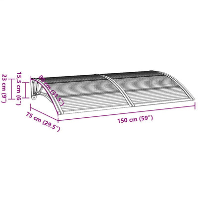 Door Canopy Black and Transparent 150x75 cm Polycarbonate