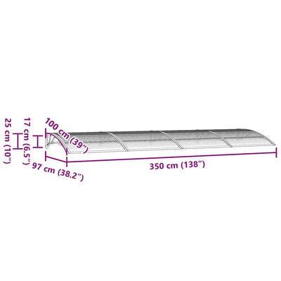 Door Canopy Grey 350x100 cm Polycarbonate