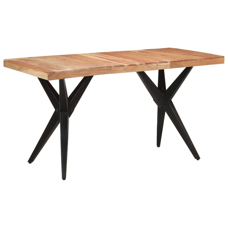 Dining Table Black 140x70x76 cm Solid Wood Acacia