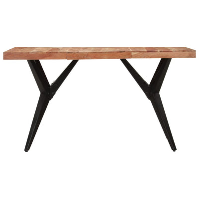 Dining Table Black 140x70x76 cm Solid Wood Acacia