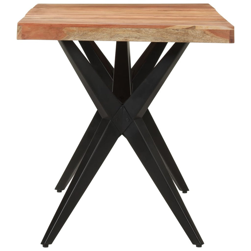 Dining Table Black 140x70x76 cm Solid Wood Acacia