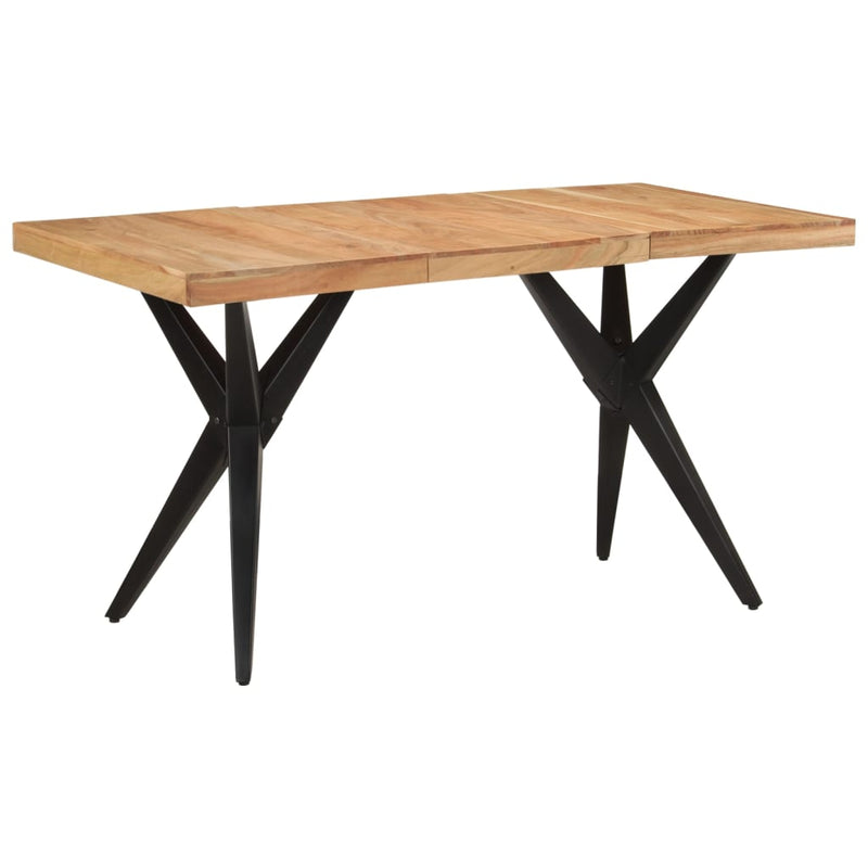 Dining Table Black 140x70x76 cm Solid Wood Acacia