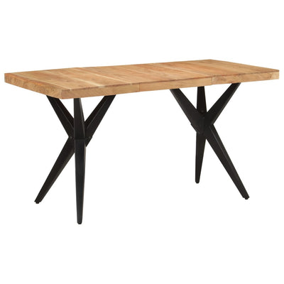 Dining Table Black 140x70x76 cm Solid Wood Acacia