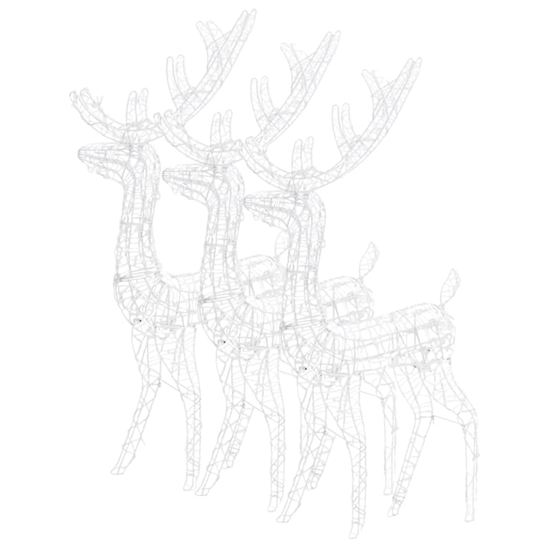 Acrylic Reindeer Christmas Decorations 3 pcs 120 cm Warm White