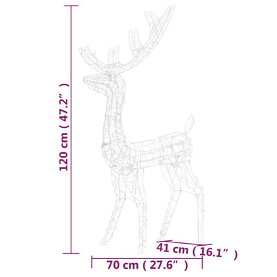 Acrylic Reindeer Christmas Decorations 3 pcs 120 cm Warm White