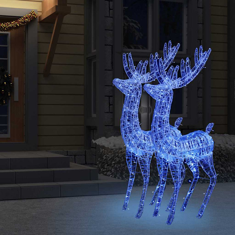 XXL Acrylic Christmas Reindeers 250 LED 2 pcs 180 cm Blue