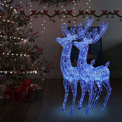 XXL Acrylic Christmas Reindeers 250 LED 2 pcs 180 cm Blue