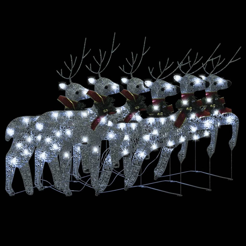 Christmas Reindeers 6 pcs Silver 120 LEDs