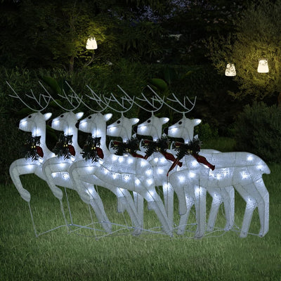 Christmas Reindeers 6 pcs White 120 LEDs