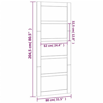 Barn Door White 80x1.8x204.5 cm Solid Wood Pine