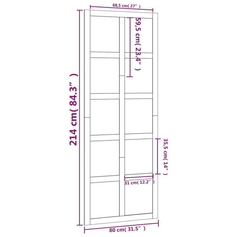 Barn Door 80x1.8x214 cm Solid Wood Pine