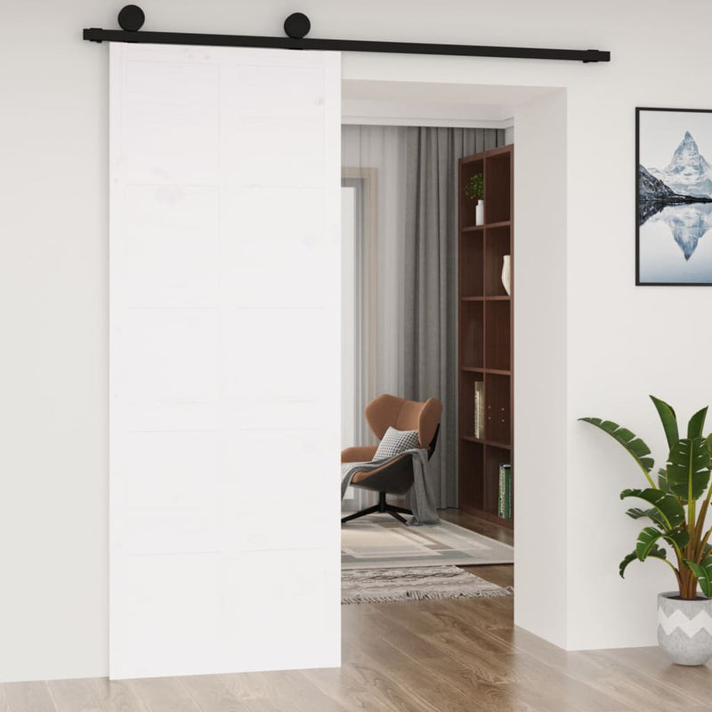 Barn Door White 80x1.8x214 cm Solid Wood Pine