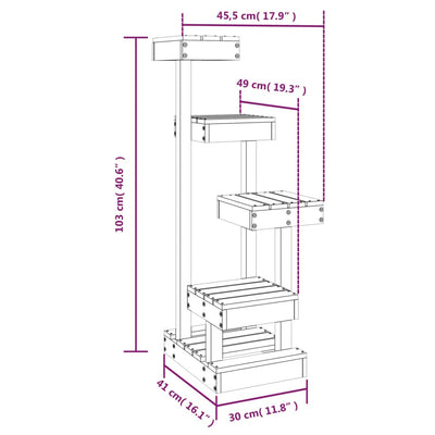 Cat Tree White 45.5x49x103 cm Solid Wood Pine