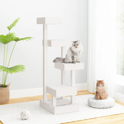 Cat Tree White 45.5x49x103 cm Solid Wood Pine