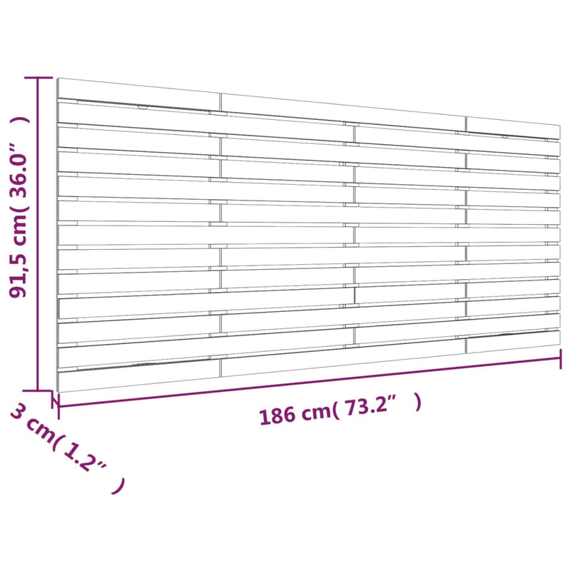 Wall Headboard White 186 cm Solid Wood Pine