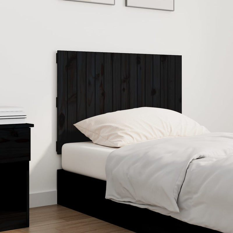 Wall Headboard Black 95.5 cm Solid Wood Pine