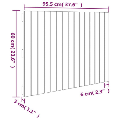 Wall Headboard Black 95.5 cm Solid Wood Pine