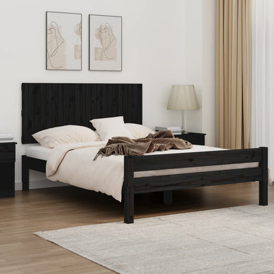 Wall Headboard Black 140 cm Solid Wood Pine