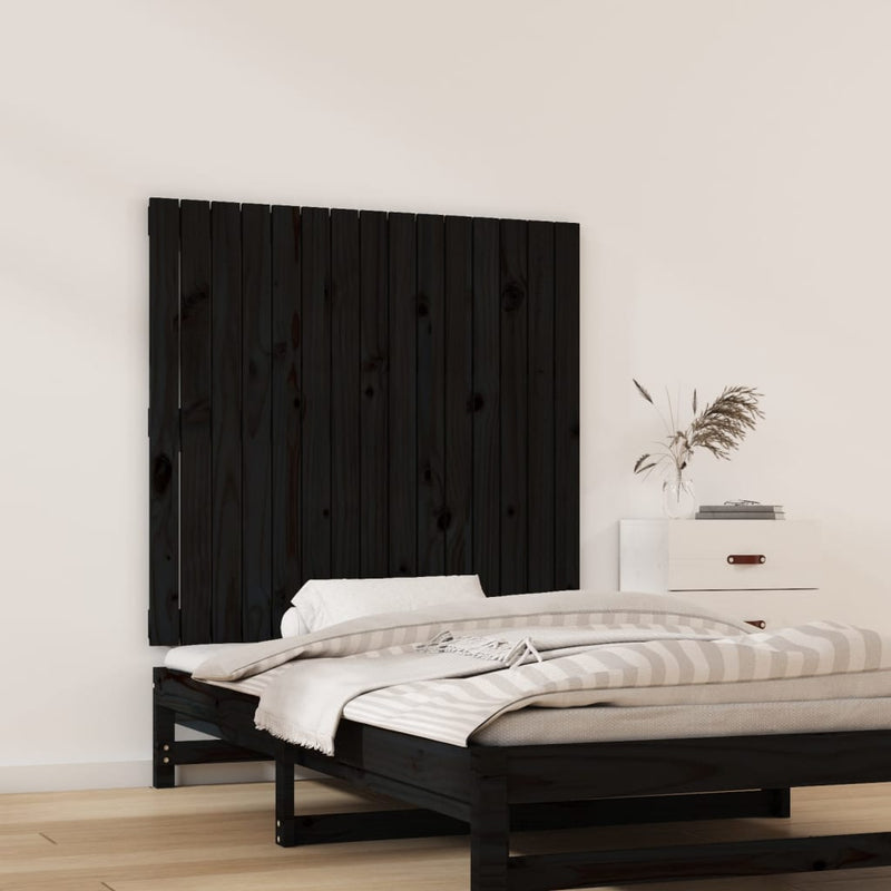 Wall Headboard Black 95.5 cm Solid Wood Pine