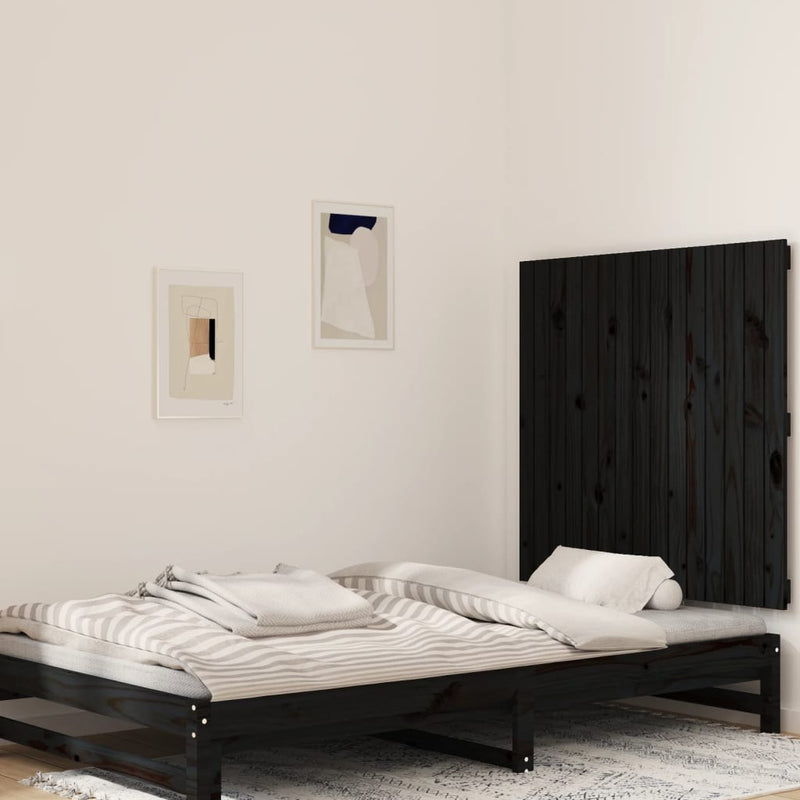 Wall Headboard Black 95.5 cm Solid Wood Pine