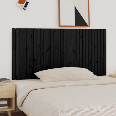 Wall Headboard Black 185x3x90 cm Solid Wood Pine