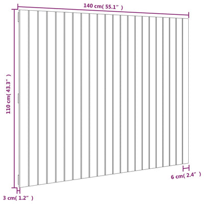 Wall Headboard White 140 cm Solid Wood Pine