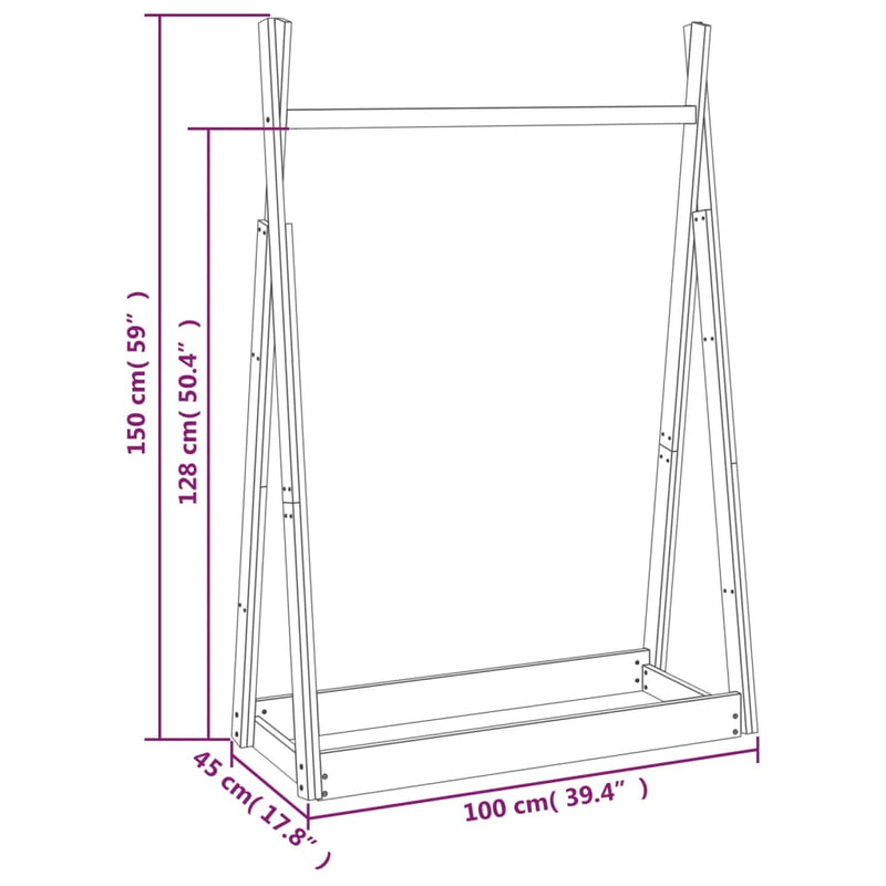 Clothes Rack 100x45x150 cm Solid Wood Pine