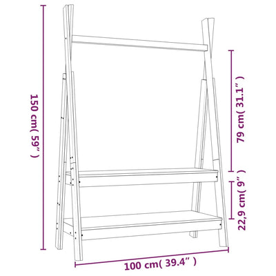 Clothes Rack 100x45.5x150 cm Solid Wood Pine