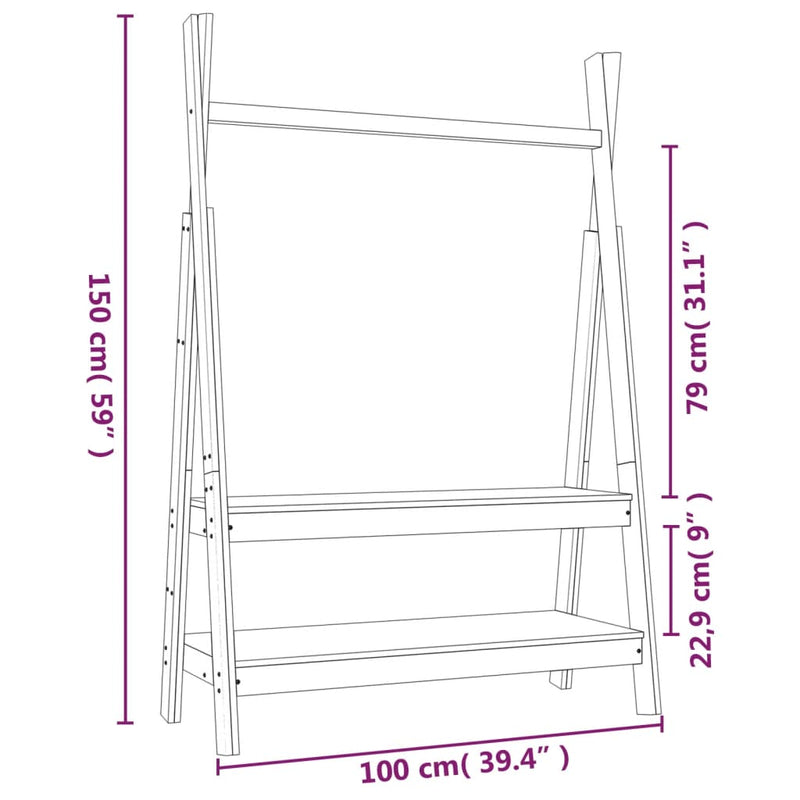 Clothes Rack 100x45.5x150 cm Solid Wood Pine