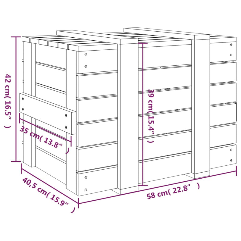 Storage Box 58x40.5x42 cm Solid Wood Pine