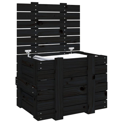 Storage Box Black 58x40.5x42 cm Solid Wood Pine